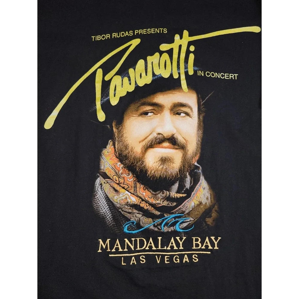 Vintage‎ Luciano Pavarotti Opera Tour T-Shirt Mandalay Bay Large Embroidered